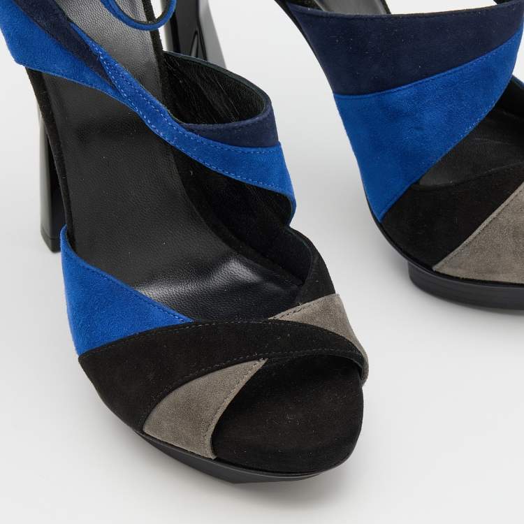 Pre Owned Pierre Hardy Multicolor Suede Ankle Strap Sandals Size 36