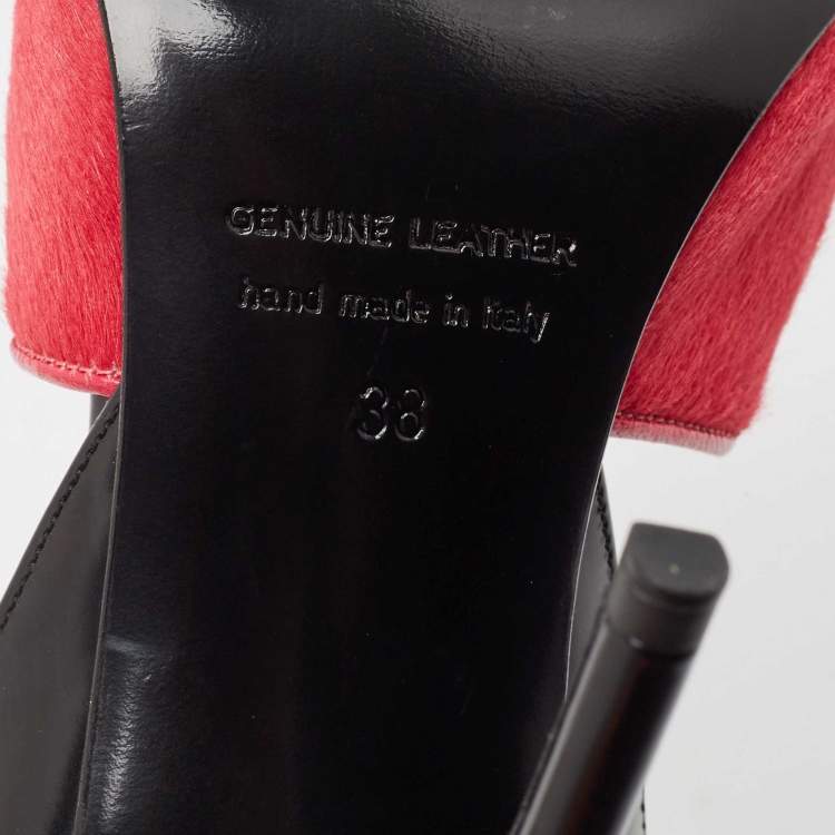 Pre Owned Pierre Hardy Black/Pink Calf Hair Leather and Calf Hair Open Toe Pumps Size 38 