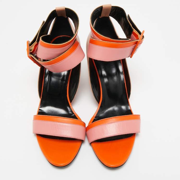 Pre Owned Pierre Hardy Multicolor Leather Wedge Ankle Strap Sandals Size 40