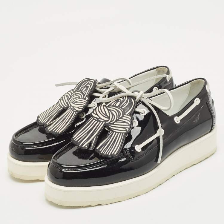 Pre Owned PIERRE HARDY Black Patent Leather Loafers Size 38