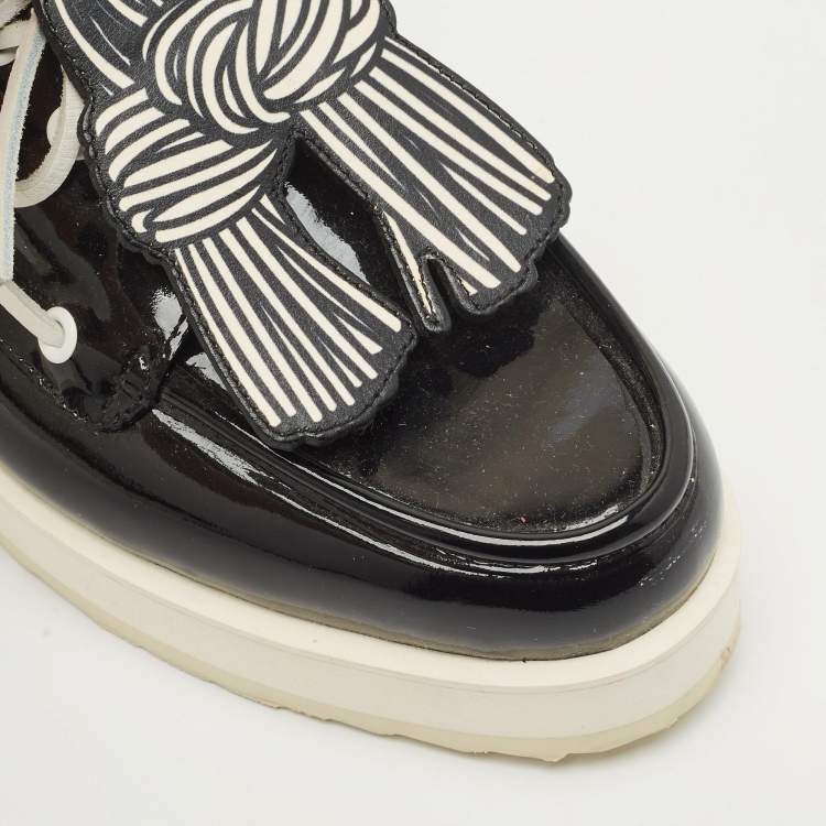 Pre Owned PIERRE HARDY Black Patent Leather Loafers Size 38