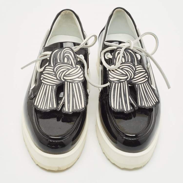 Pre Owned PIERRE HARDY Black Patent Leather Loafers Size 38