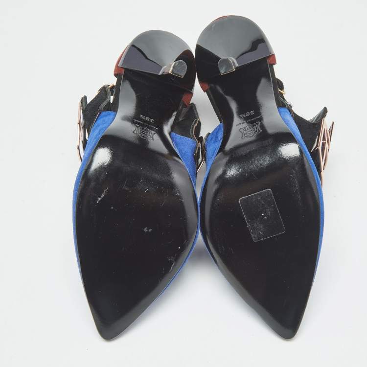 Pre Owned Pierre Hardy Tricolor Calfhair and Suede Rubix Cube Booties Size 38.5