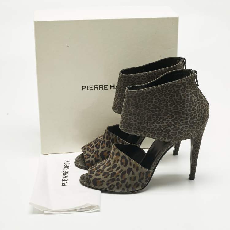 Pre Owned Pierre Hardy Multicolor Leopard Print Suede Ankle Strap Sandals Size 40