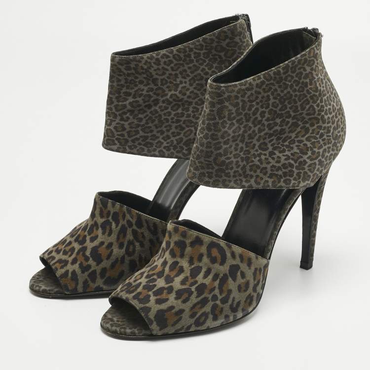 Pre Owned Pierre Hardy Multicolor Leopard Print Suede Ankle Strap Sandals Size 40