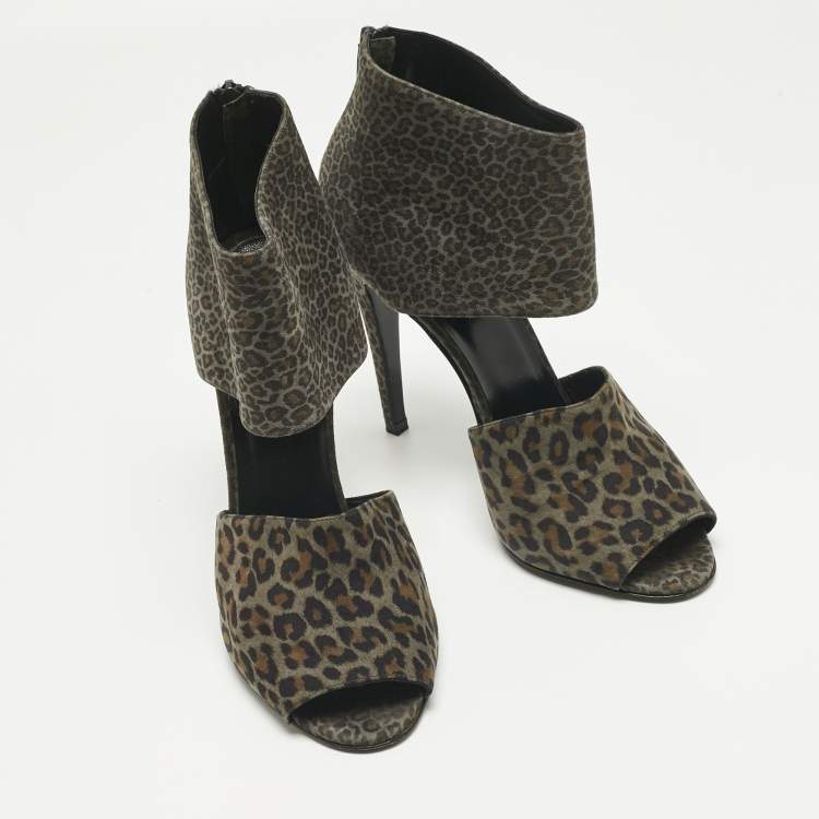 Pre Owned Pierre Hardy Multicolor Leopard Print Suede Ankle Strap Sandals Size 40