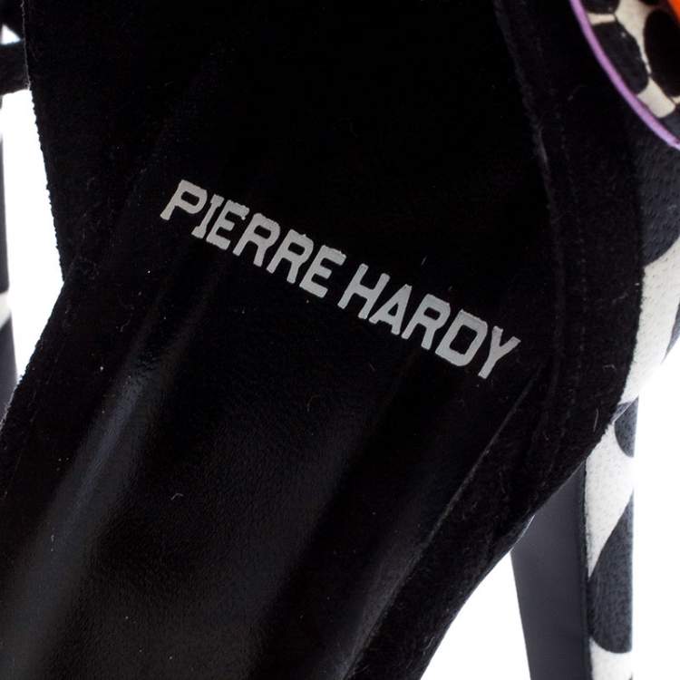 Pre Owned  Pierre Hardy Black/White Leather Lola Dot D' Orsay Ankle Wrap Sandals Size 38