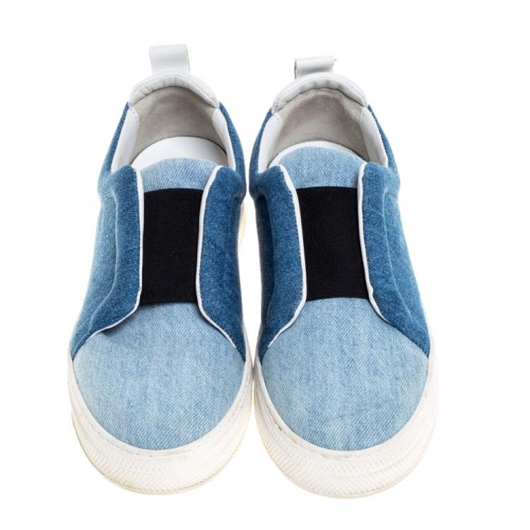 Pre Owned Pierre Hardy Blue Denim Slip On Sneakers Size 37