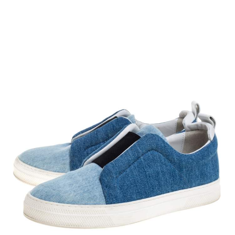 Pre Owned Pierre Hardy Blue Denim Slip On Sneakers Size 37
