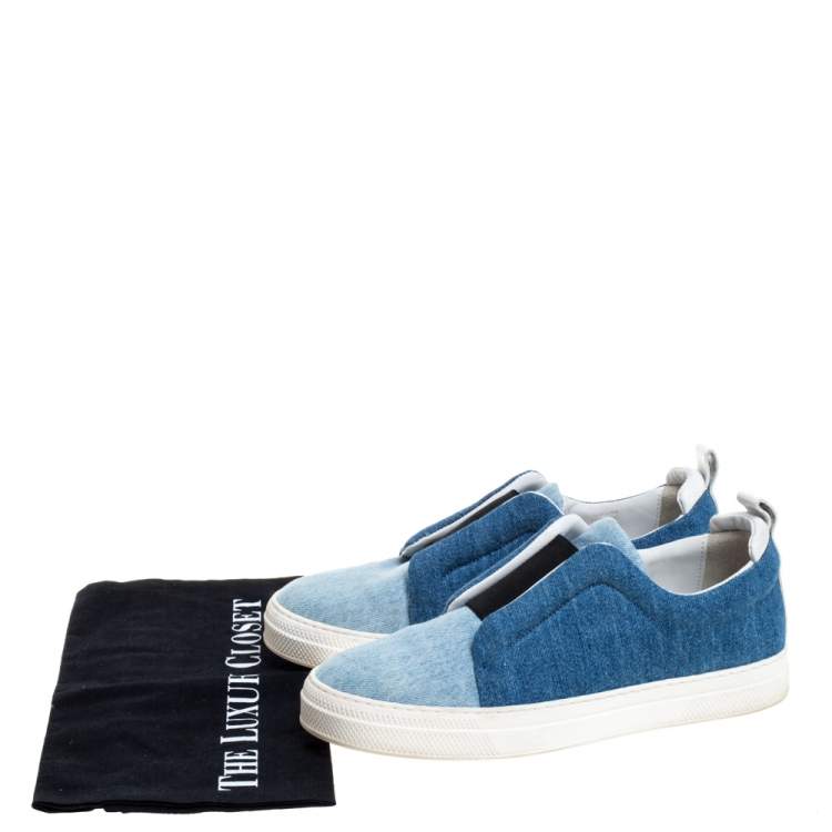 Pre Owned Pierre Hardy Blue Denim Slip On Sneakers Size 37