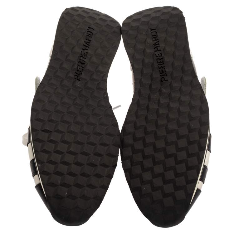Pre Owned Pierre Hardy Monochrome Leather And Printed Python Low Top Sneakers Size 39