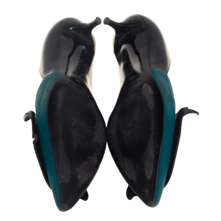 Pre Owned Pierre Hardy Multicolor Leather and Suede Oh Roy Eye Kitten Heel Pumps Size 38
