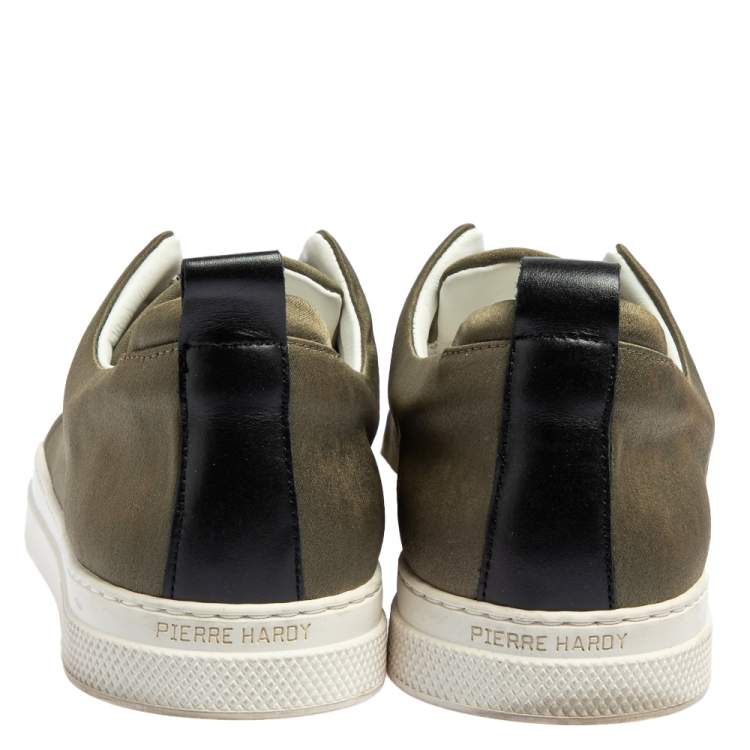 مملوكة مسبقًا Pierre Hardy Olive Green Satin Slip On Sneakers Size 40