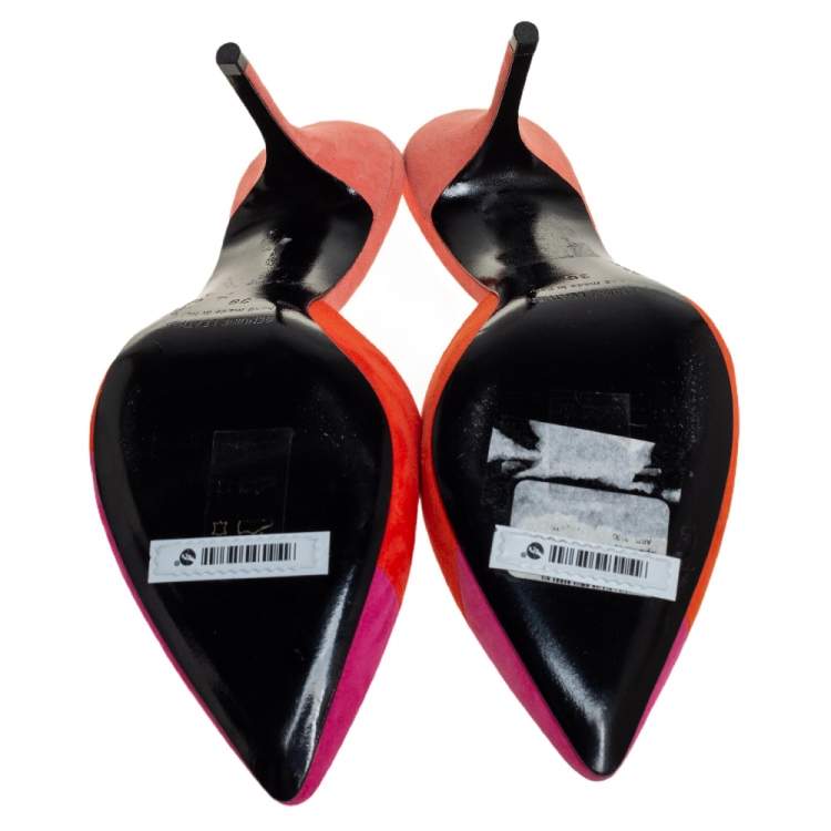 Pre Owned Pierre Hardy Pink/Orange Suede Kelly Mules Size 36
