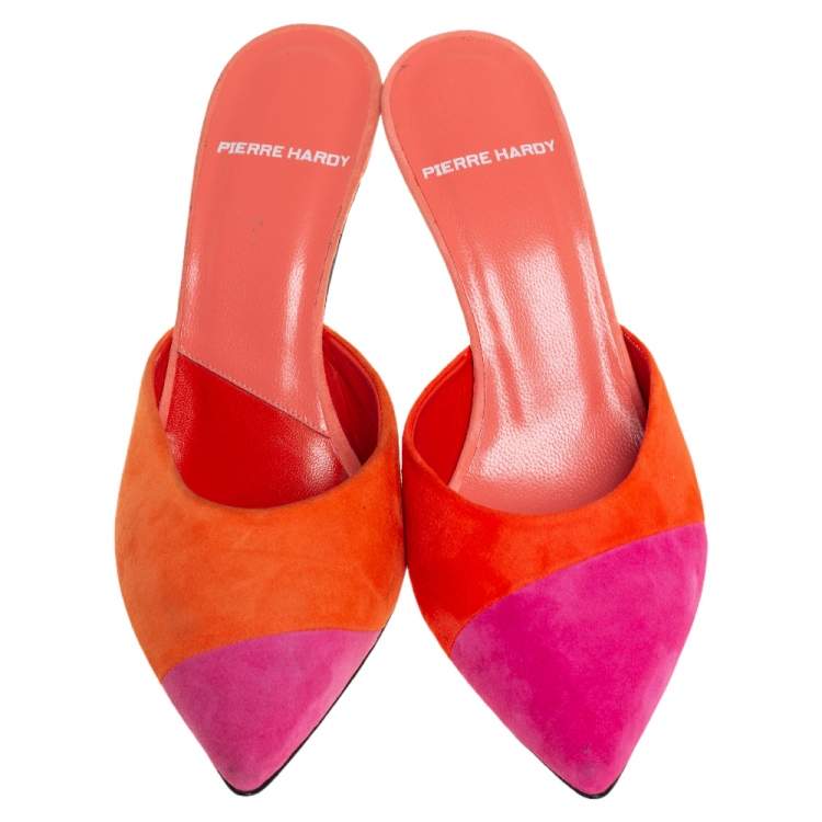Pre Owned Pierre Hardy Pink/Orange Suede Kelly Mules Size 36