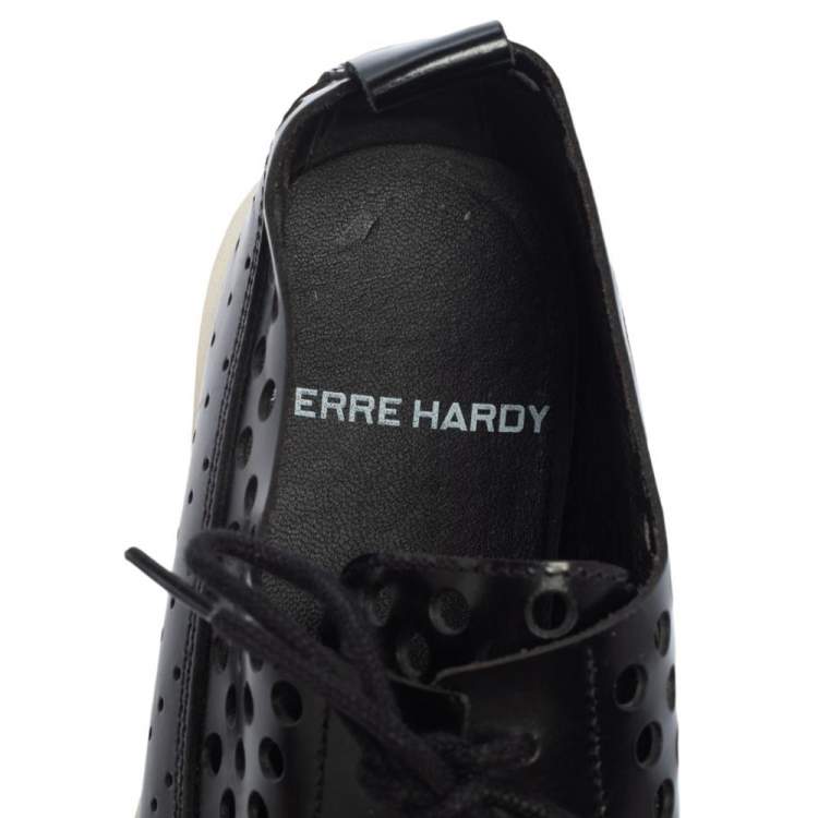 Pre Owned Pierre Hardy Black Perforated Leather Lace Platform Derby Size 38 