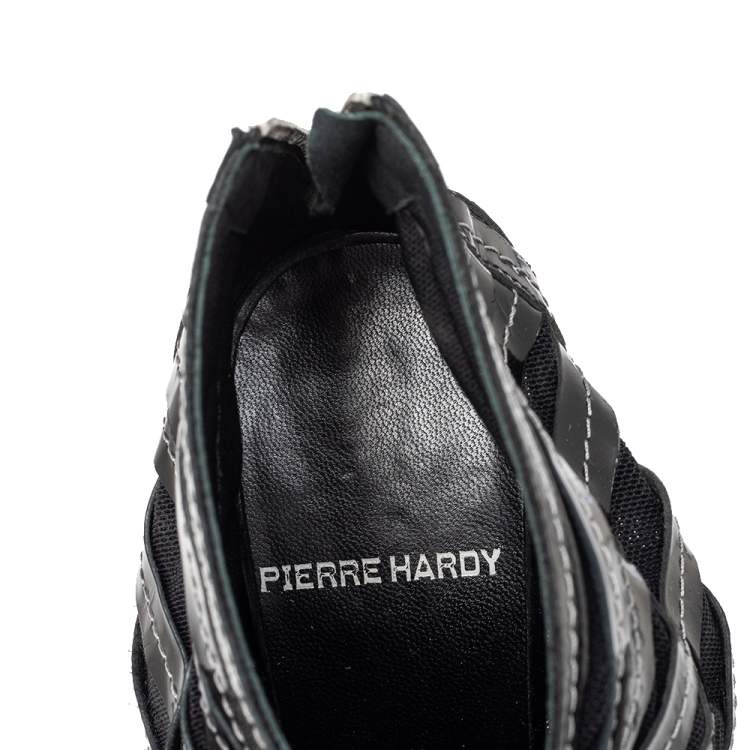 Pre Owned Pierre Hardy Black Leather Gladiator Peep Toe Booties Size 39