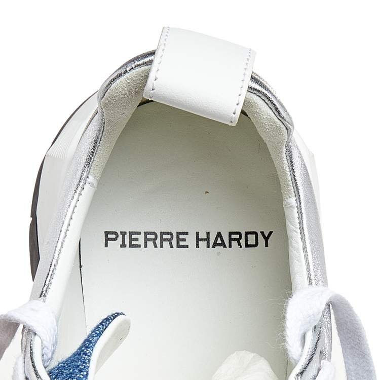 Pre Owned Pierre Hardy Multicolor Leather And Denim Lace Up Sneakers Size 38