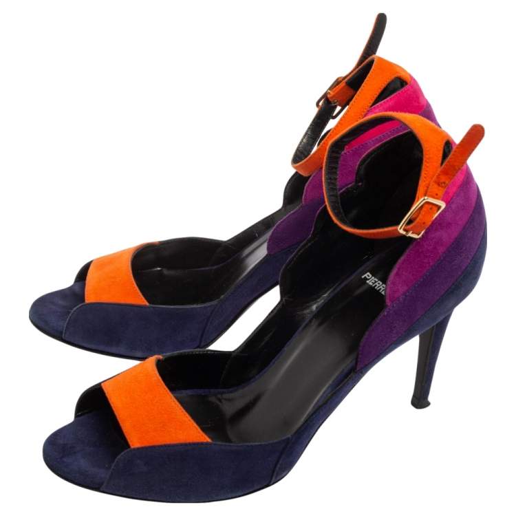 Pre Owned Pierre Hardy Multicolor Suede Ankle Strap Sandals Size 36