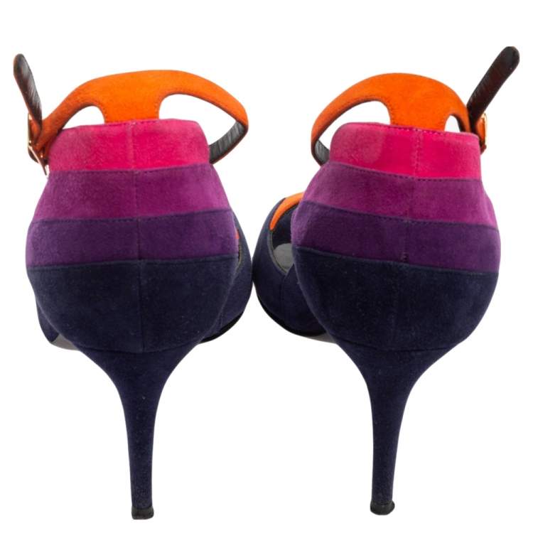 Pre Owned Pierre Hardy Multicolor Suede Ankle Strap Sandals Size 36
