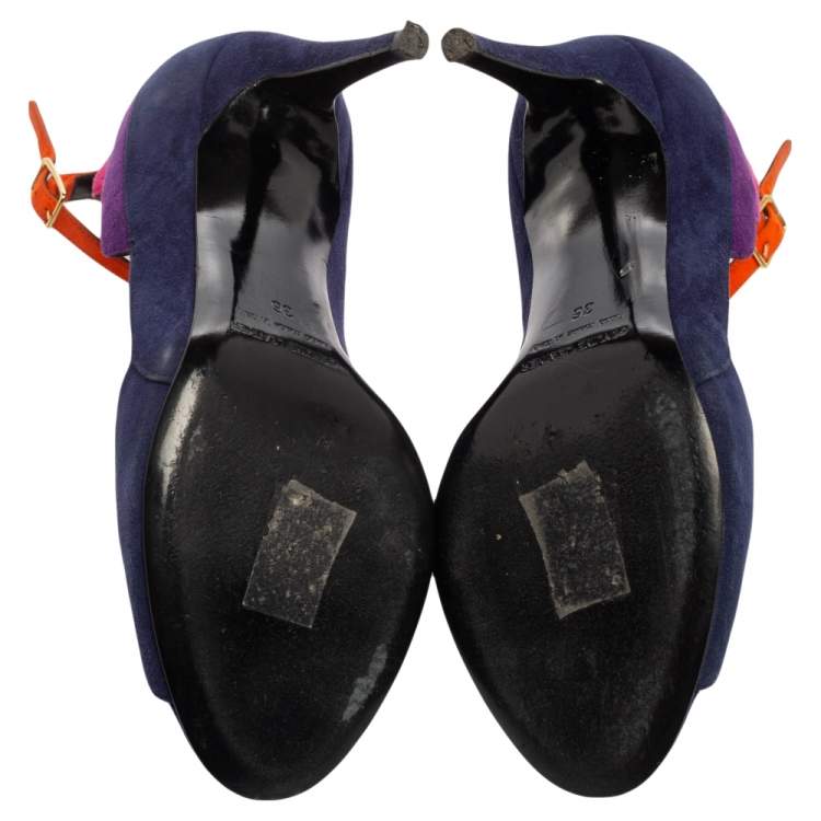 Pre Owned Pierre Hardy Multicolor Suede Ankle Strap Sandals Size 36
