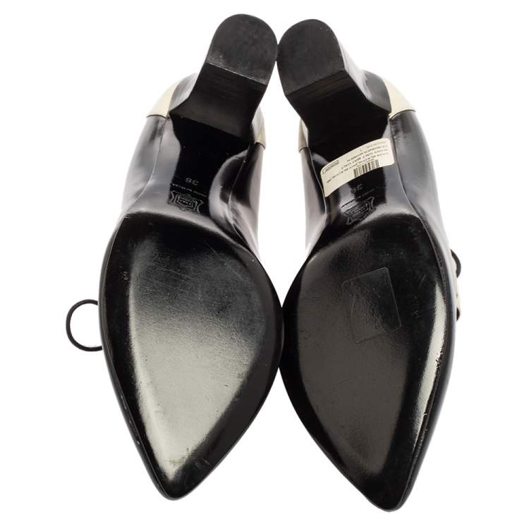 Pre Owned Pierre Hardy Black/white Patent And Leather Loafer Pumps Size 38