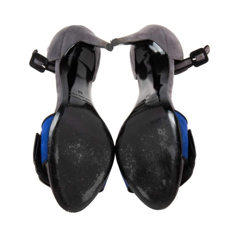 Pre Owned Pierre Hardy Grey/Blue Suede Mega Gem Sandals Size 38