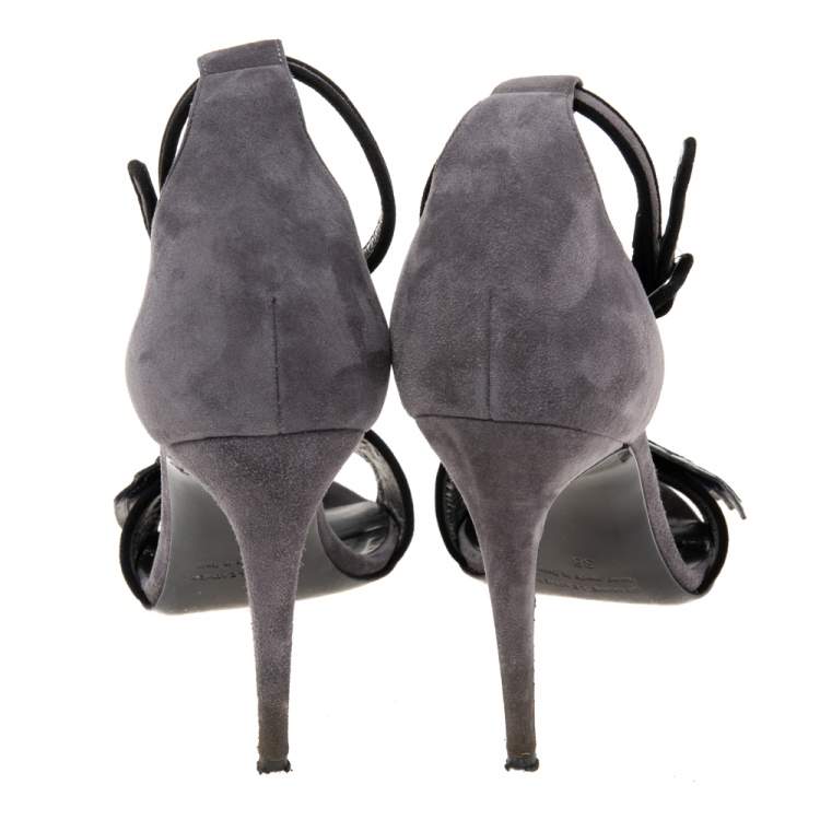 Pre Owned Pierre Hardy Grey/Blue Suede Mega Gem Sandals Size 38
