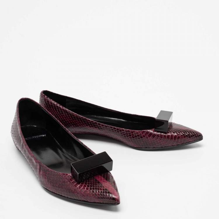 Pre Owned Pierre Hardy Plum Python Leather Pointed Toe Ballet Flats Size 38