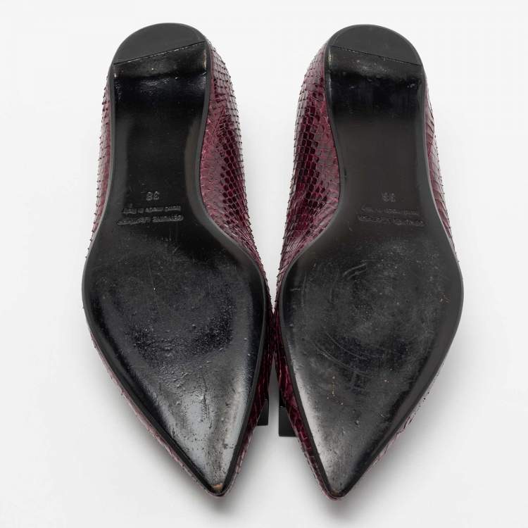 Pre Owned Pierre Hardy Plum Python Leather Pointed Toe Ballet Flats Size 38