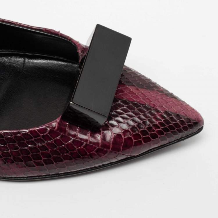 Pre Owned Pierre Hardy Plum Python Leather Pointed Toe Ballet Flats Size 38