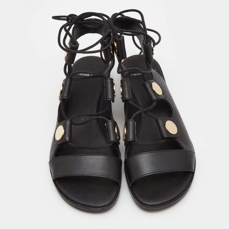 Pre Owned Pierre Hardy Black Leather Gladiator Sandals Size 39