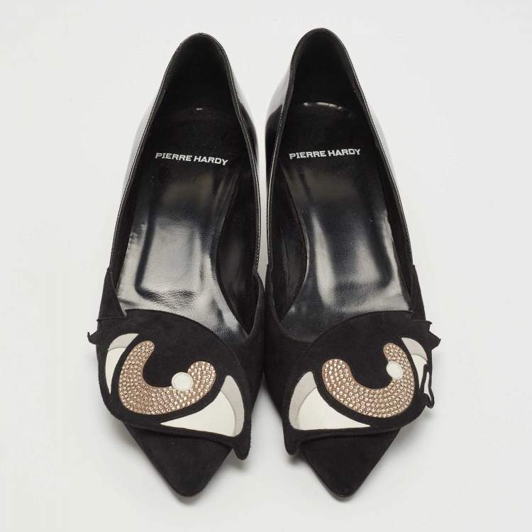 Pre Owned Pierre Hardy Black Patent Leather and Suede Oh Roy Eye Pumps Size 39