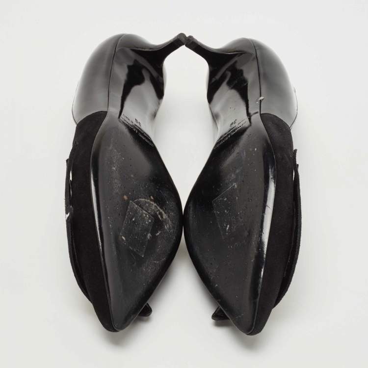 Pre Owned Pierre Hardy Black Patent Leather and Suede Oh Roy Eye Pumps Size 39