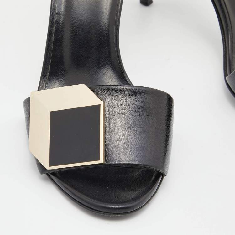 Pre Owned Pierre Hardy Black Leather Embellished Ankle Strap Sandals Size 37