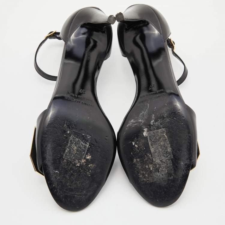 Pre Owned Pierre Hardy Black Leather Embellished Ankle Strap Sandals Size 37