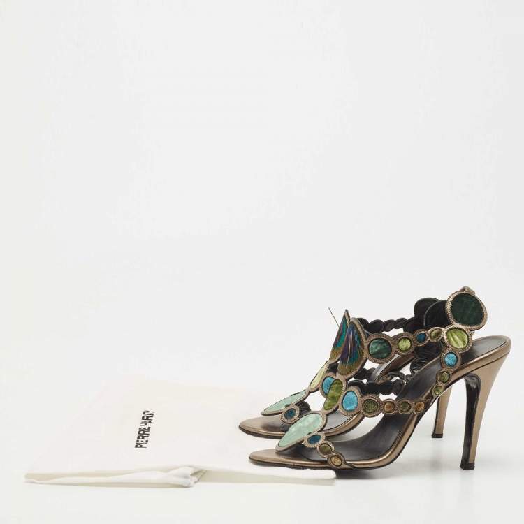 Pre Owned Pierre Hardy Metallic Leather Slingback Sandals Size 37