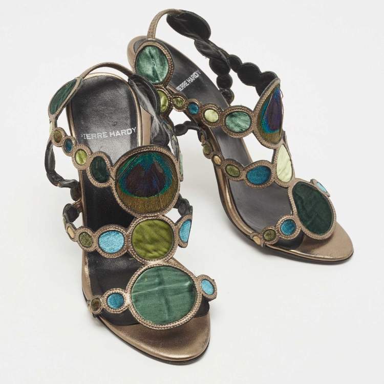 Pre Owned Pierre Hardy Metallic Leather Slingback Sandals Size 37