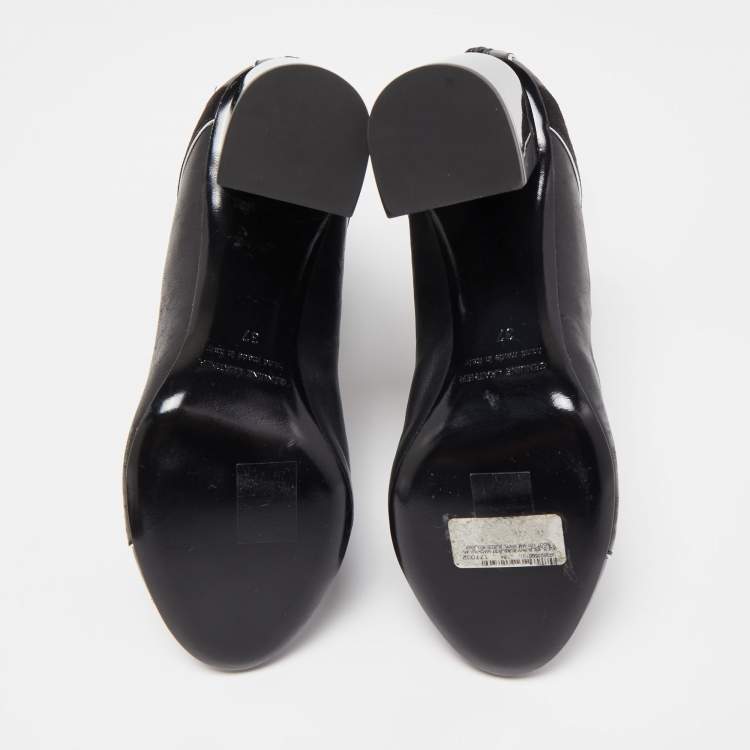 Pre Owned Pierre Hardy Black  Patent and Leather Zip Up Ankle Boots Size 37