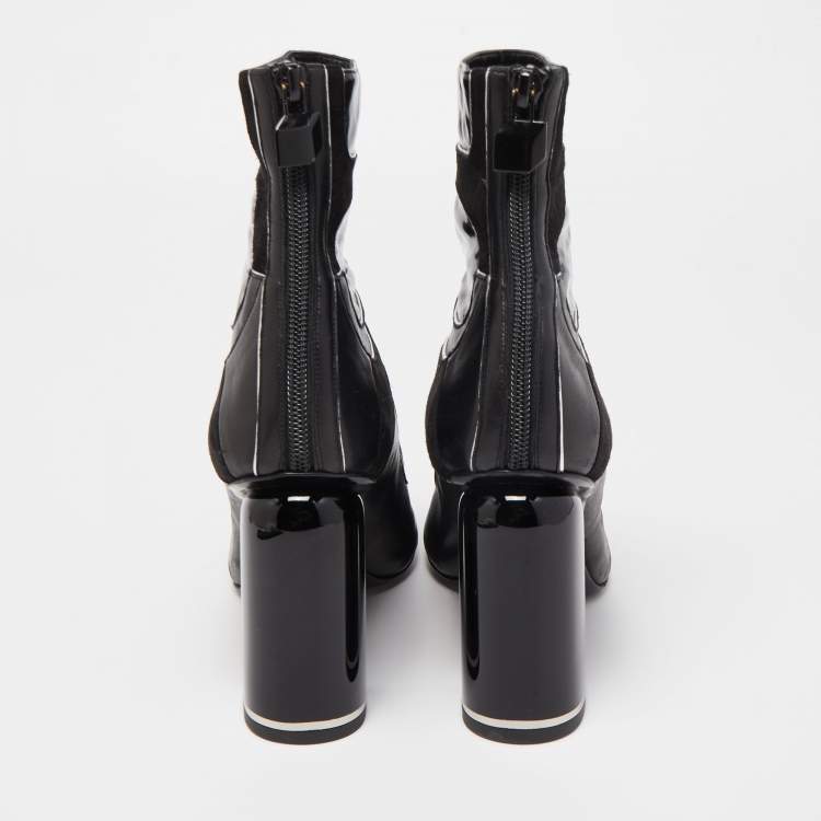 Pre Owned Pierre Hardy Black  Patent and Leather Zip Up Ankle Boots Size 37