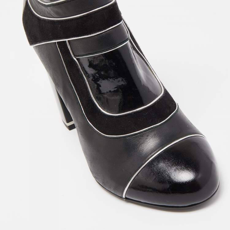 Pre Owned Pierre Hardy Black  Patent and Leather Zip Up Ankle Boots Size 37