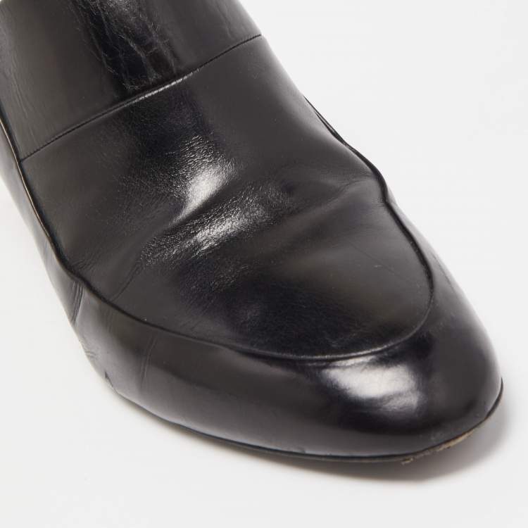 Pre Owned Pierre Hardy Black Leather Block Heel Slide Mules Size 38