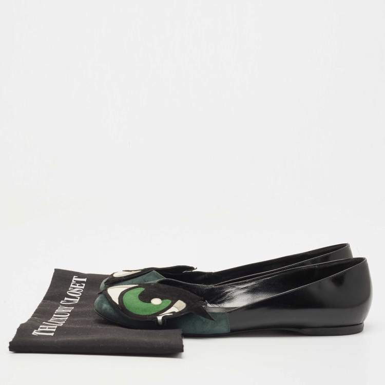 Pre Owned Pierre Hardy Multicolor Suede and Leather Oh Roy Eye Ballet Flats Size 40