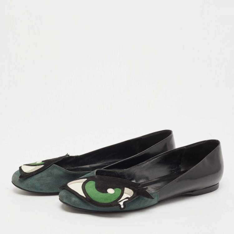 Pre Owned Pierre Hardy Multicolor Suede and Leather Oh Roy Eye Ballet Flats Size 40