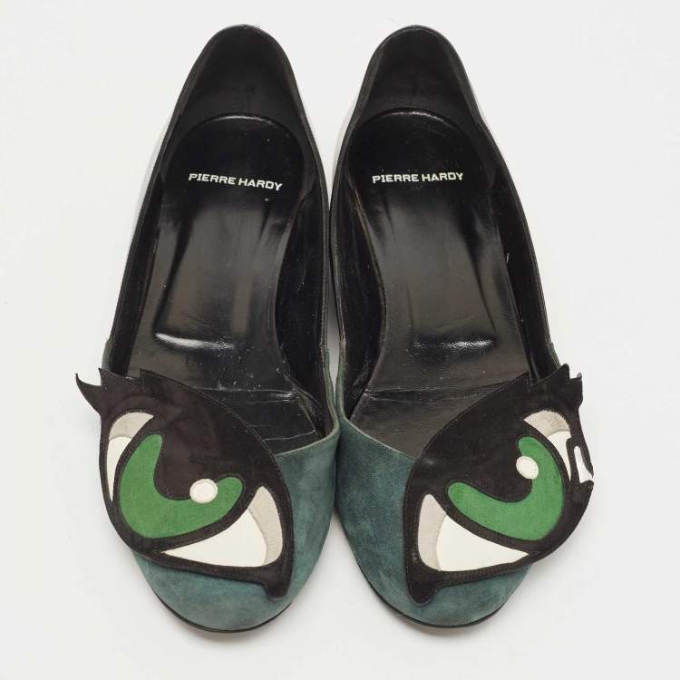 Pre Owned Pierre Hardy Multicolor Suede and Leather Oh Roy Eye Ballet Flats Size 40