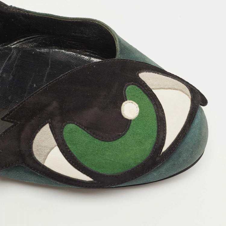 Pre Owned Pierre Hardy Multicolor Suede and Leather Oh Roy Eye Ballet Flats Size 40