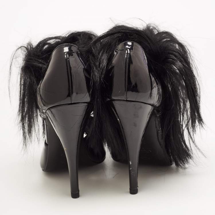 Pre Owned Pierre Hardy Black Patent and Calf Hair Booties Size 39