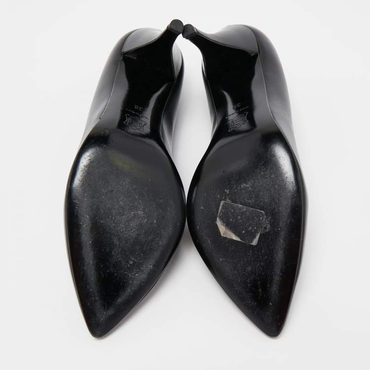 Pre Owned Pierre Hardy Black Leather V Neck Pointed Toe Pumps Size 38