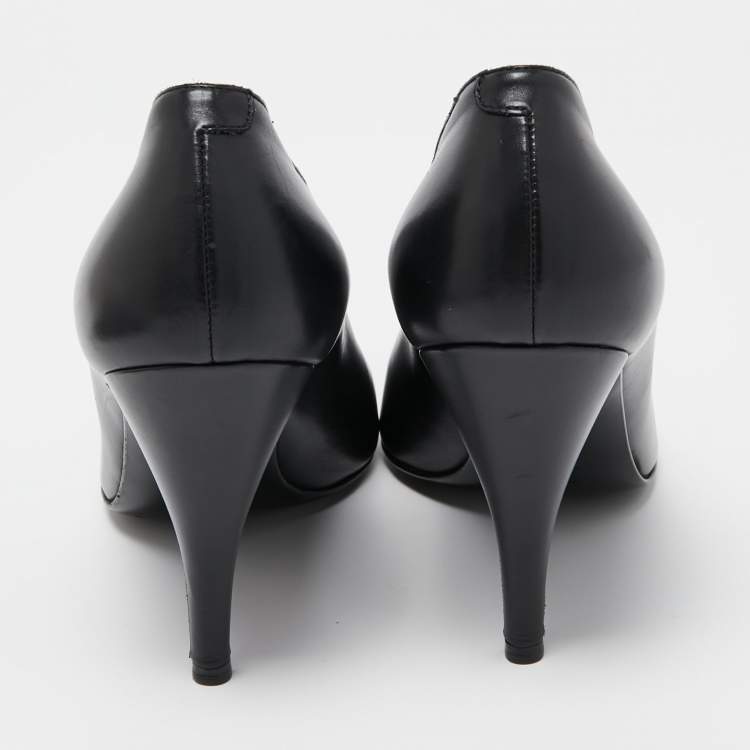 Pre Owned Pierre Hardy Black Leather V Neck Pointed Toe Pumps Size 38