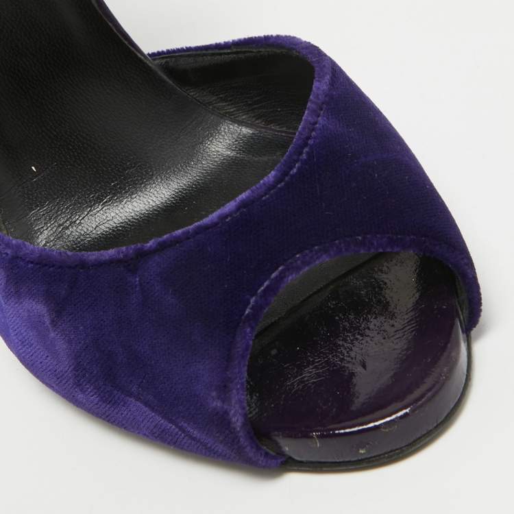 Pre Owned Pierre Hardy Blue Velvet Ankle Strap Sandals Size 38.5